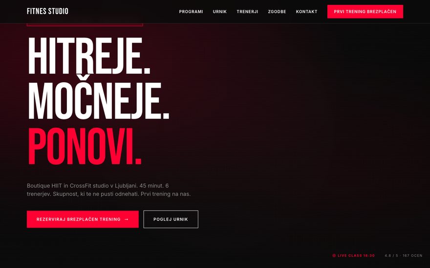 Primer spletne strani — fitnes