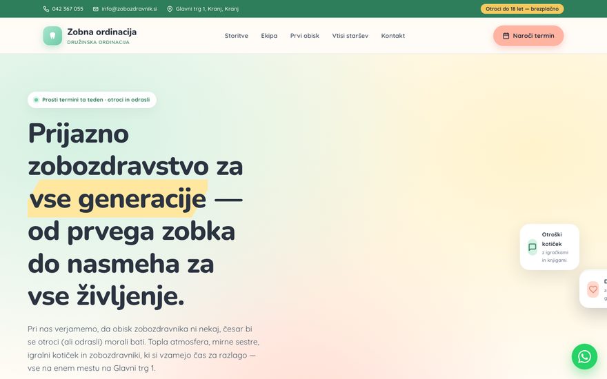 Primer spletne strani — zobozdravnik